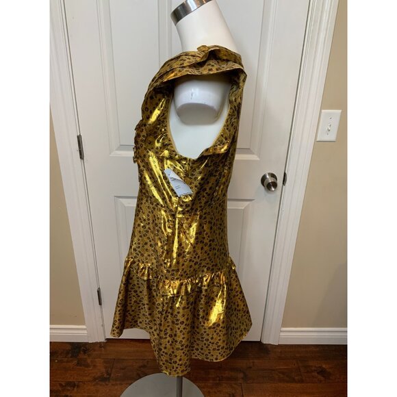 LoveShackFancy Zoya Dress Metallic Safari Gold Ruffle, Size 6, New! - Picture 5 of 8